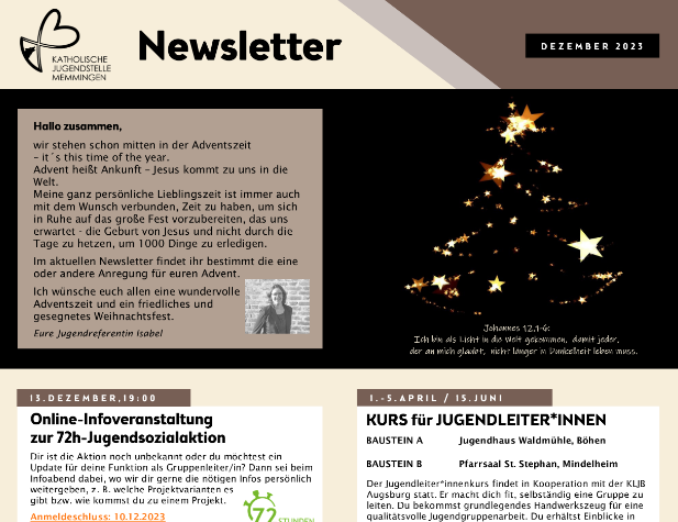 Unser Weihnachts-Newsletter 2023 ist erschienen (Freitag, 08. Dezember 2023)